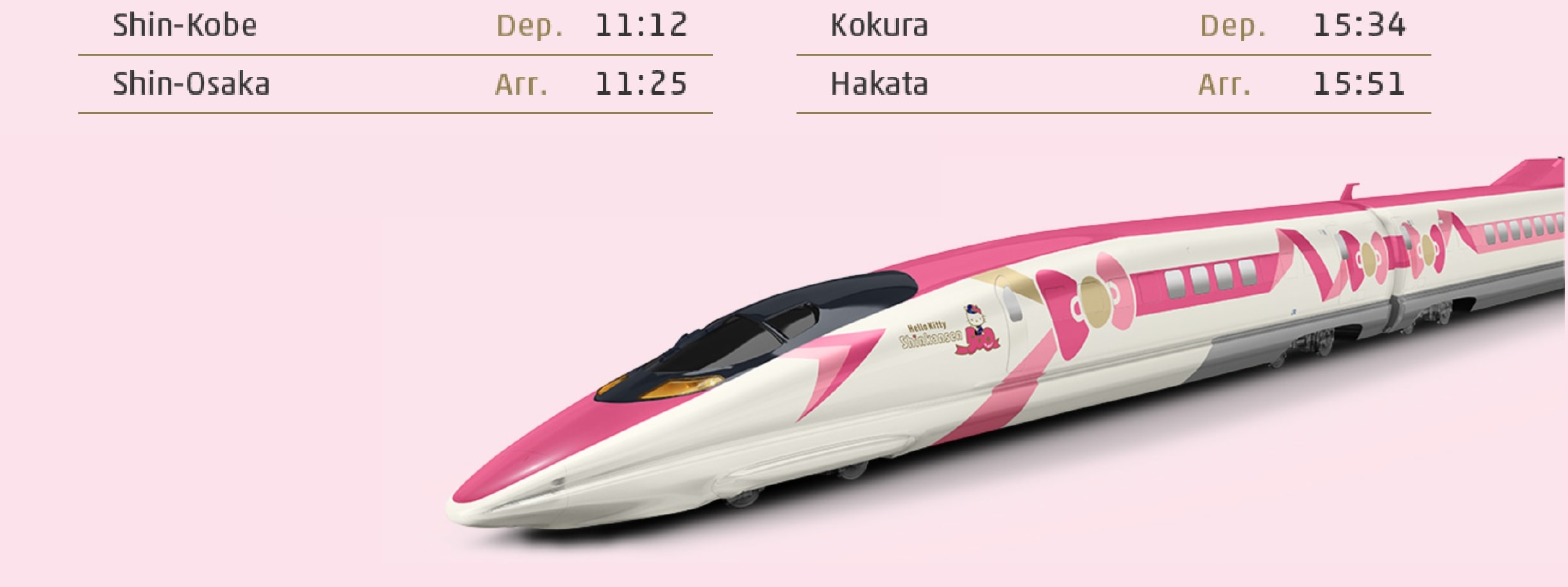 搭乘新幹線Kodama 842號和849號Hello Kitty列車