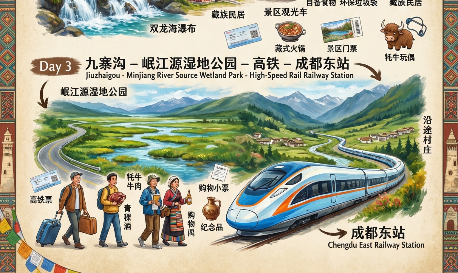 Jiuzhaigou Itinerary Diagram