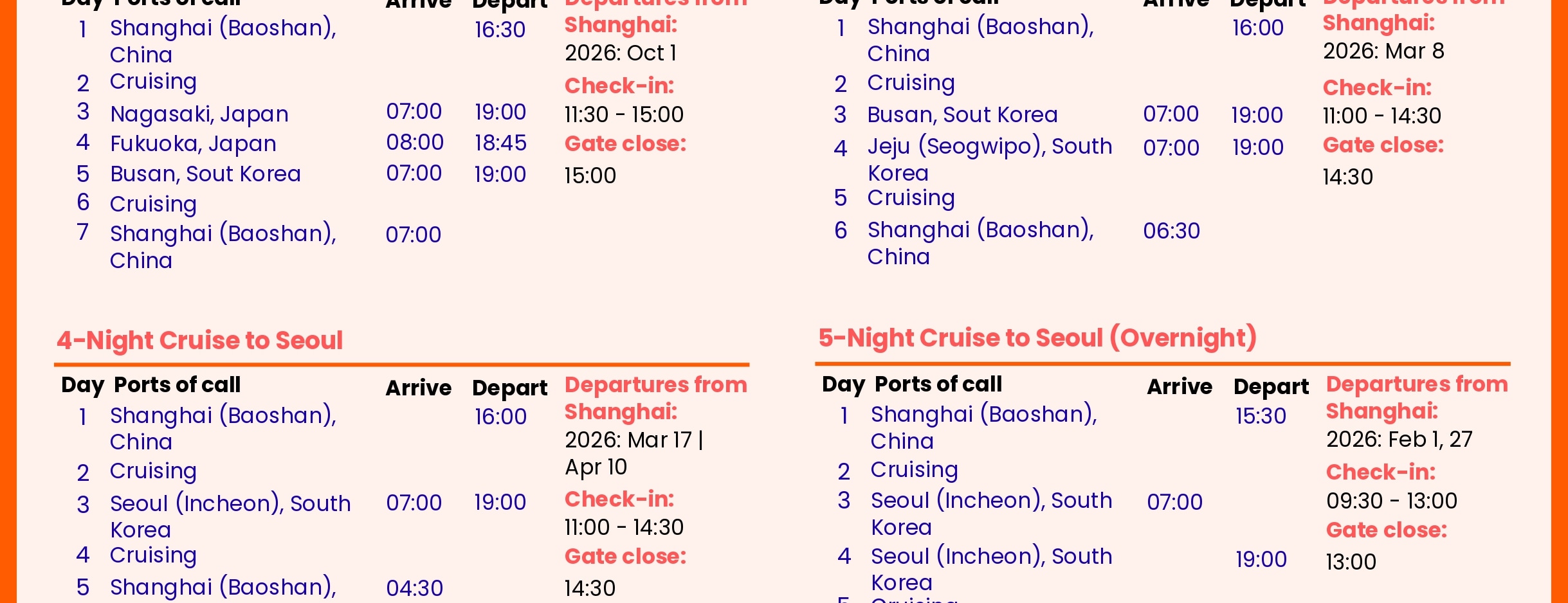 海洋光譜號行程