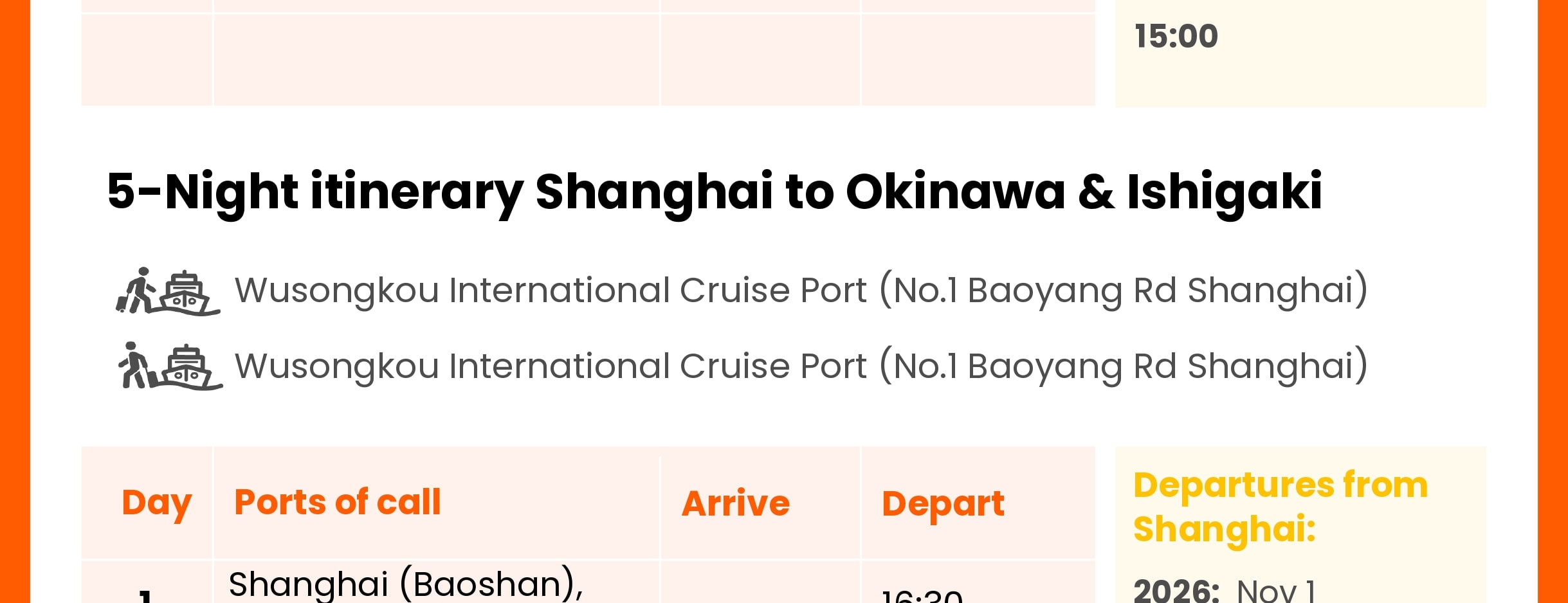 海洋光譜號行程 海洋光譜號行程