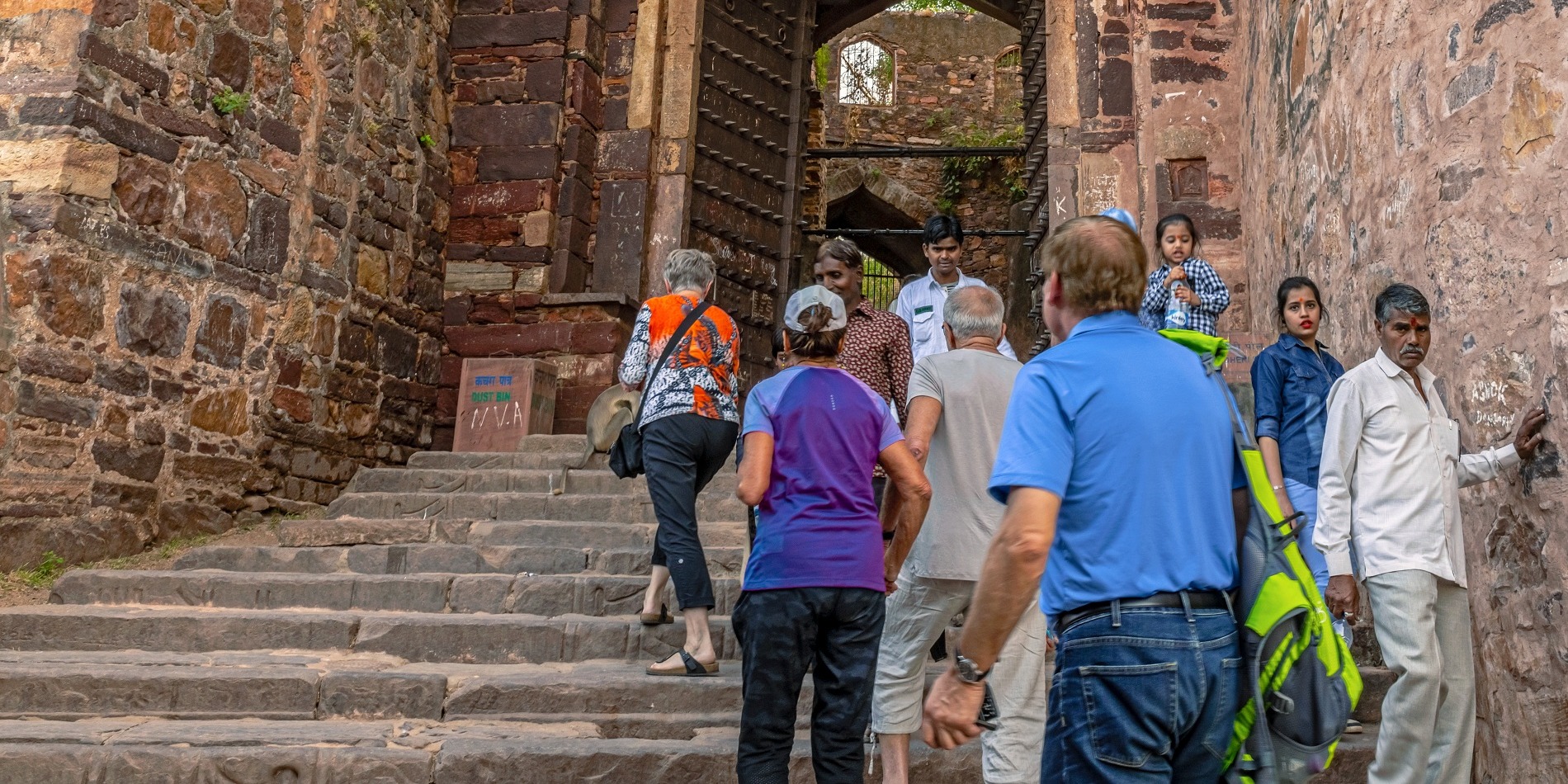 Tourists entering Misradhara gate, the main entrance gate of Ranthambore Fort.