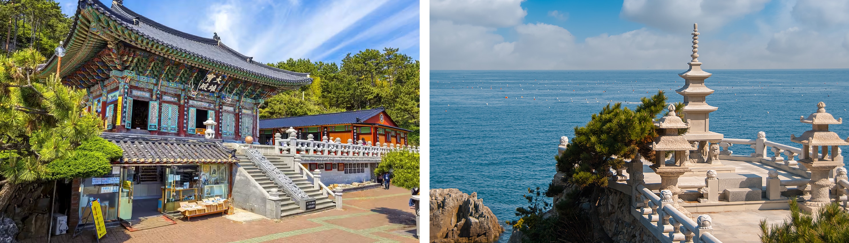 海東龍宮寺是一座罕見的海邊寺廟，坐落在美麗的海岸線上，擁有迷人的景色。