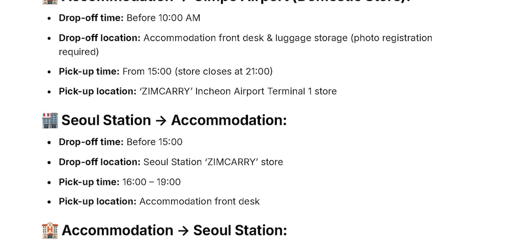 Seoul Luggage Delivery Service: From/To Seoul KTX Station, Seoul Express Bus Terminal, Gimpo Domestic Airport, and Hotels
