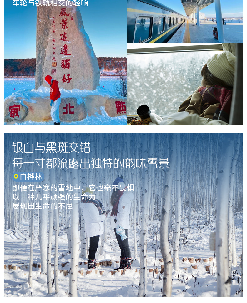 東北哈爾濱漠河長白全景9日（聖誕村滑雪+鄂溫克馴鹿+雪地溫泉+冬捕+霧凇長廊+雪地越野車+浪漫白樺林+馬拉爬犁）