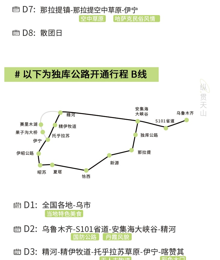 新疆伊犁縱貫天山五月版8日（全程旅拍攝影+全程坦克300出行+賽里木湖+安集海大峽谷+喀拉峻+恰西+那拉提+喀贊其+S101國防公路)