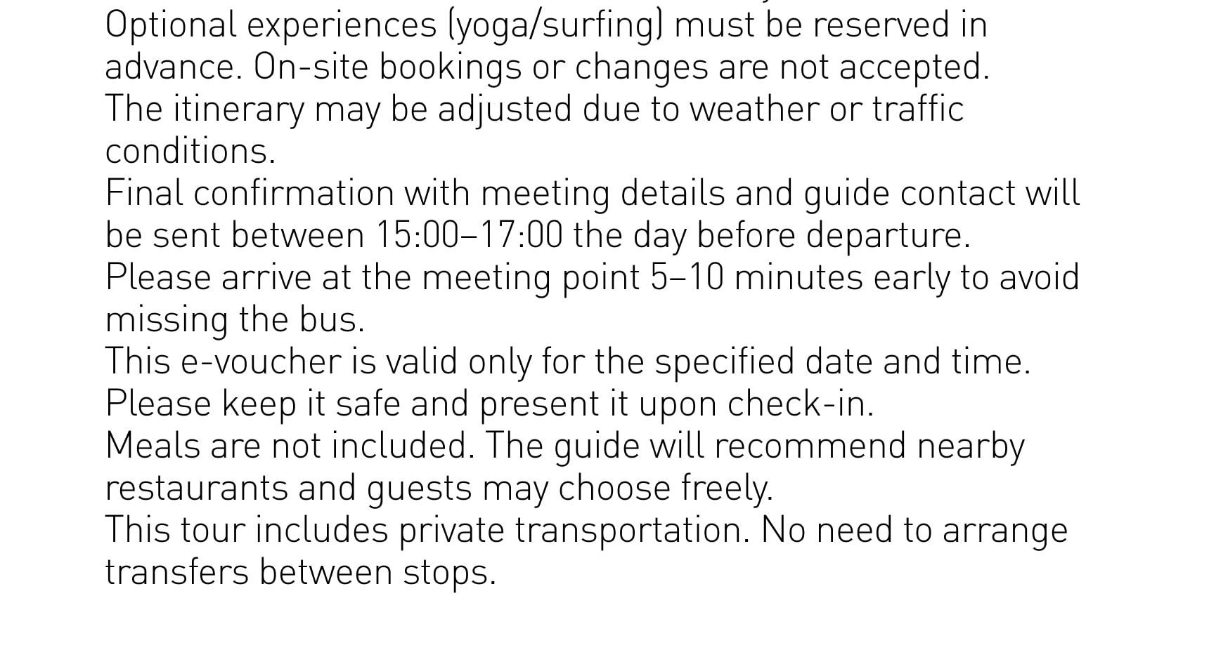 Tour information