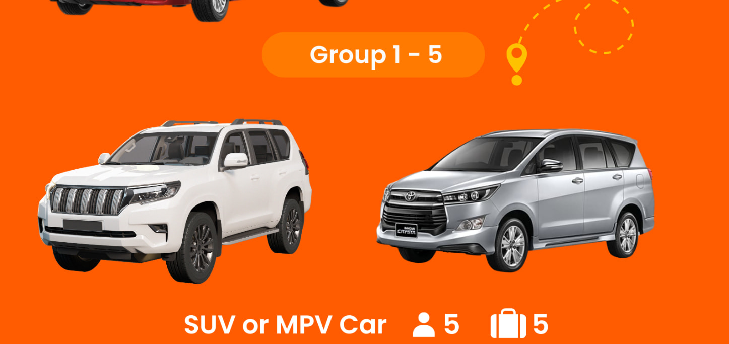 Disclaimer: Car type might be different from what you get upon booking but it will be similar depends on your group