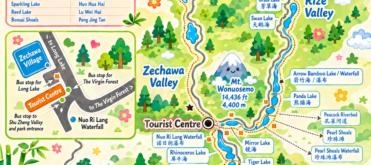 九寨溝英文遊覽地圖【具有版權，請勿盜用】