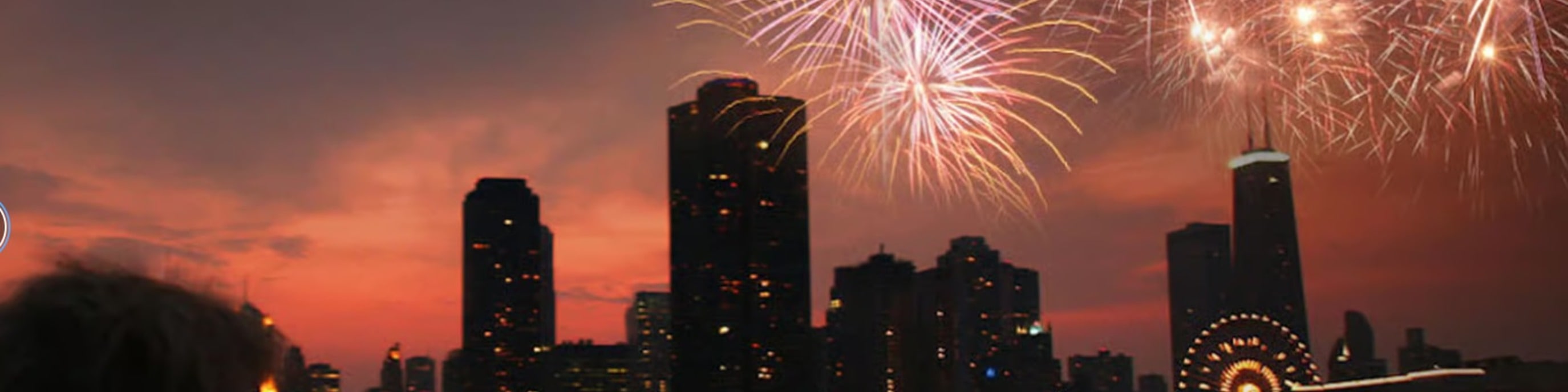 Vibrant evening lights shimmering across Lake Michigan waters during peaceful sightseeing cruise experience