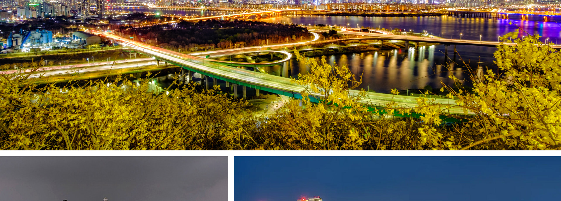 應峰山的八角亭可欣賞到首爾迷人的夜景，城市燈光在您腳下閃耀。