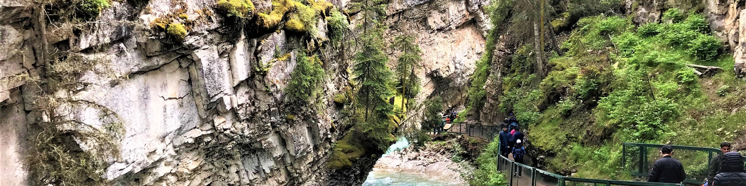 Hike Johnston Canyon trail to discover cascading waterfalls and breathtaking limestone cliff scenery