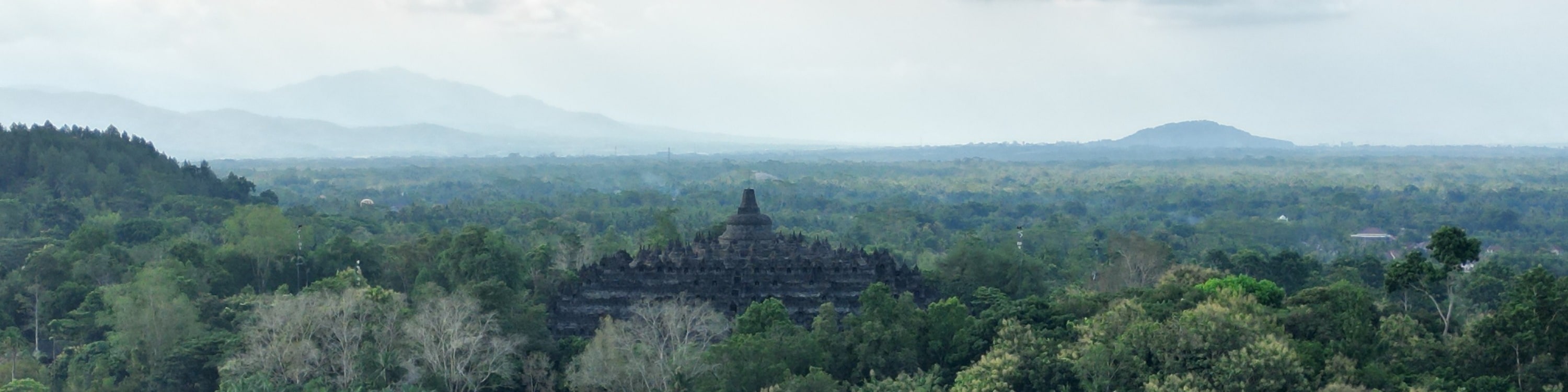 borobudur temple fromthe hills