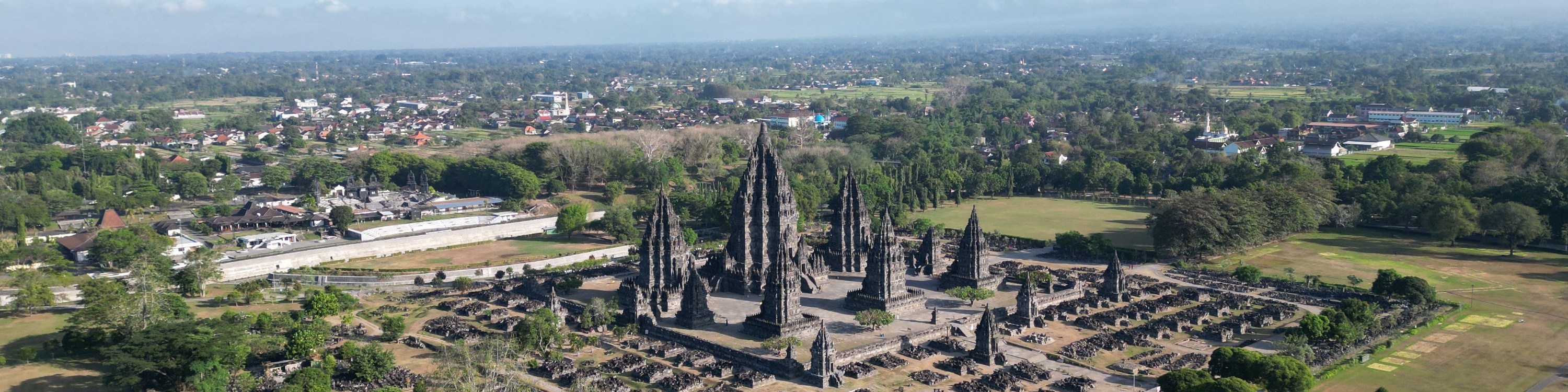 prambanan temple helicopter view
