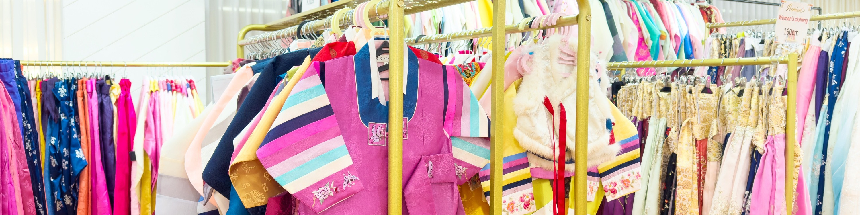Inside a luxurious hanbok rental shop