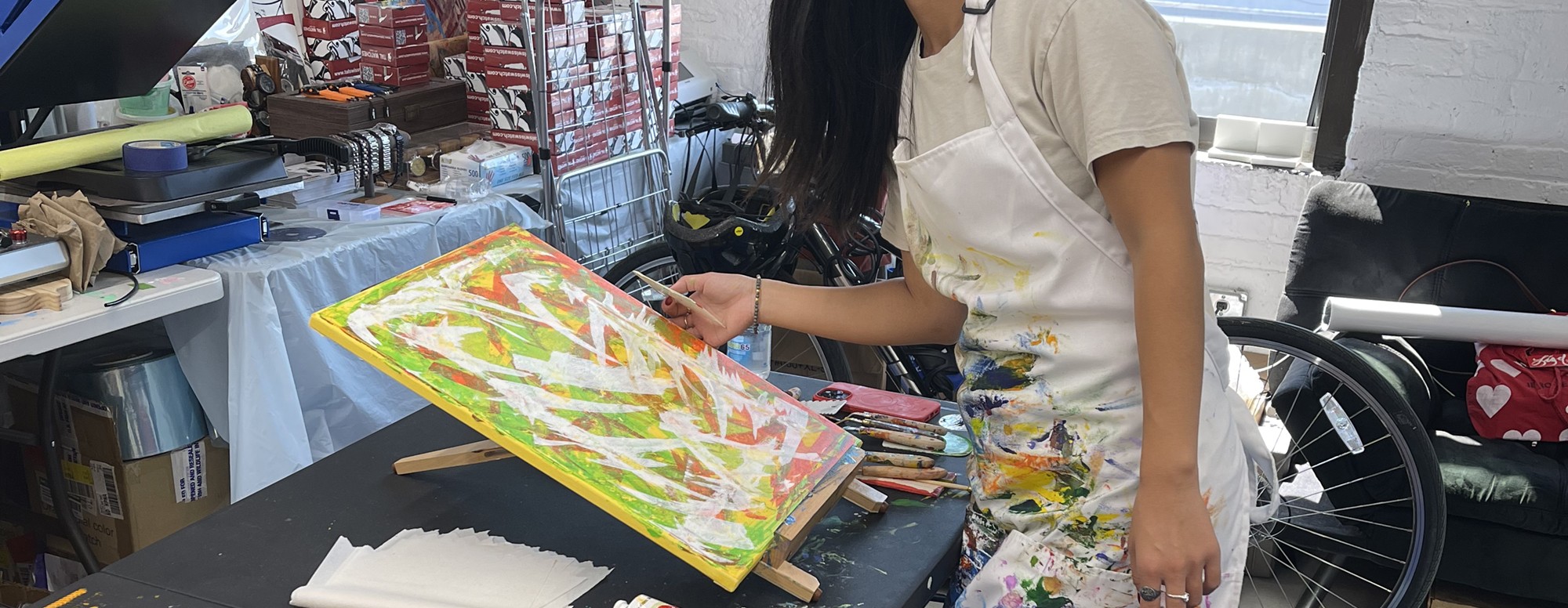 Abstract Painting with Palette Knives in New York