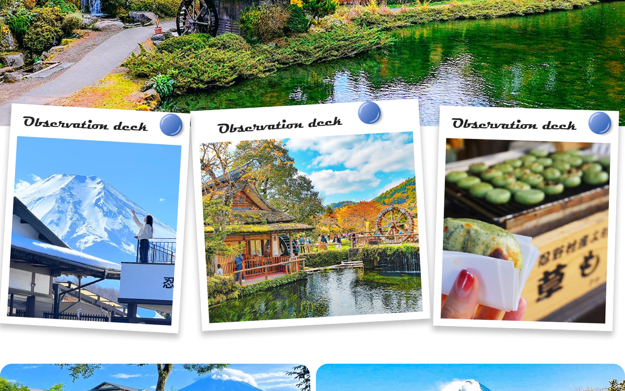 忍野八海是富士山腳下的清泉聖地，八口泉水清澈甘甜，倒映著雪山美景，宛如人間秘境。