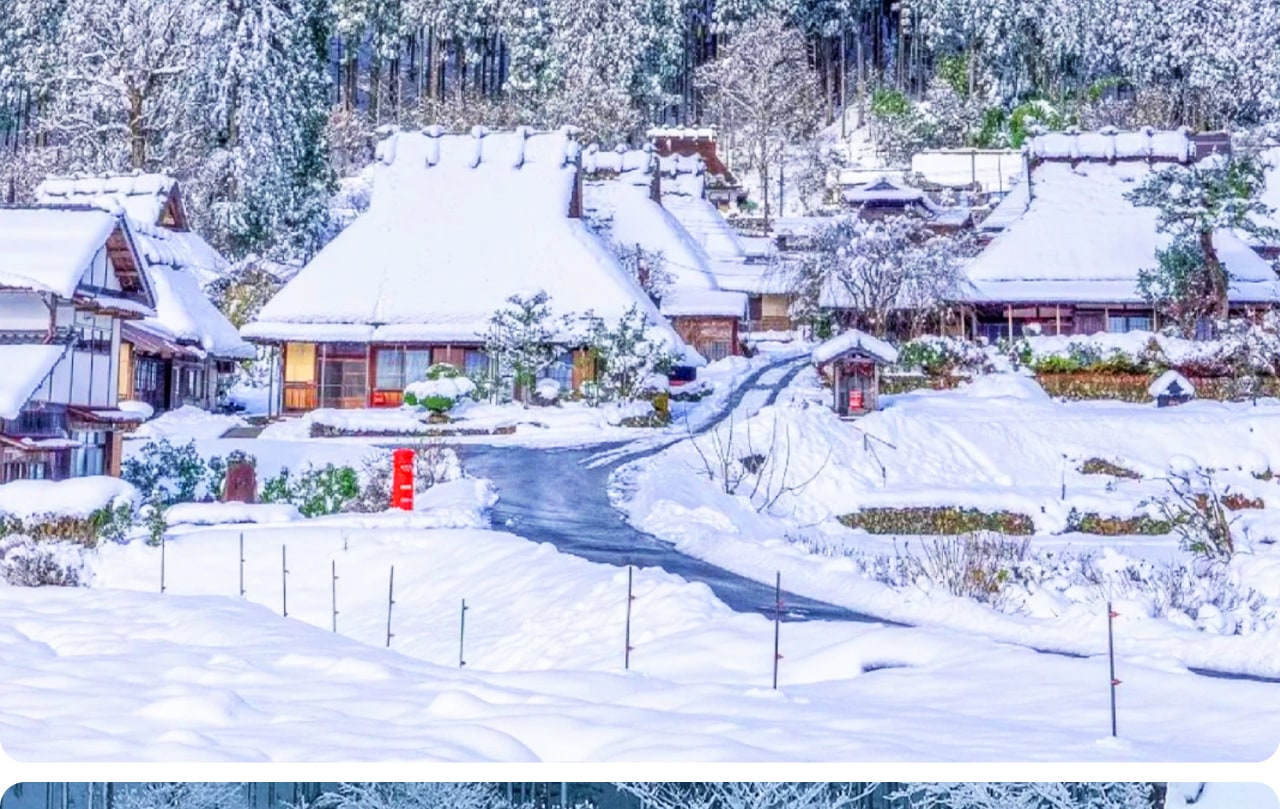 白雪覆頂、燈火搖曳,美山冬燈廊以溫柔光影描繪出京都冬夜最浪漫的詩篇。 白雪覆頂、燈火搖曳,美山冬燈廊以溫柔光影描繪出京都冬夜最浪漫的詩篇。