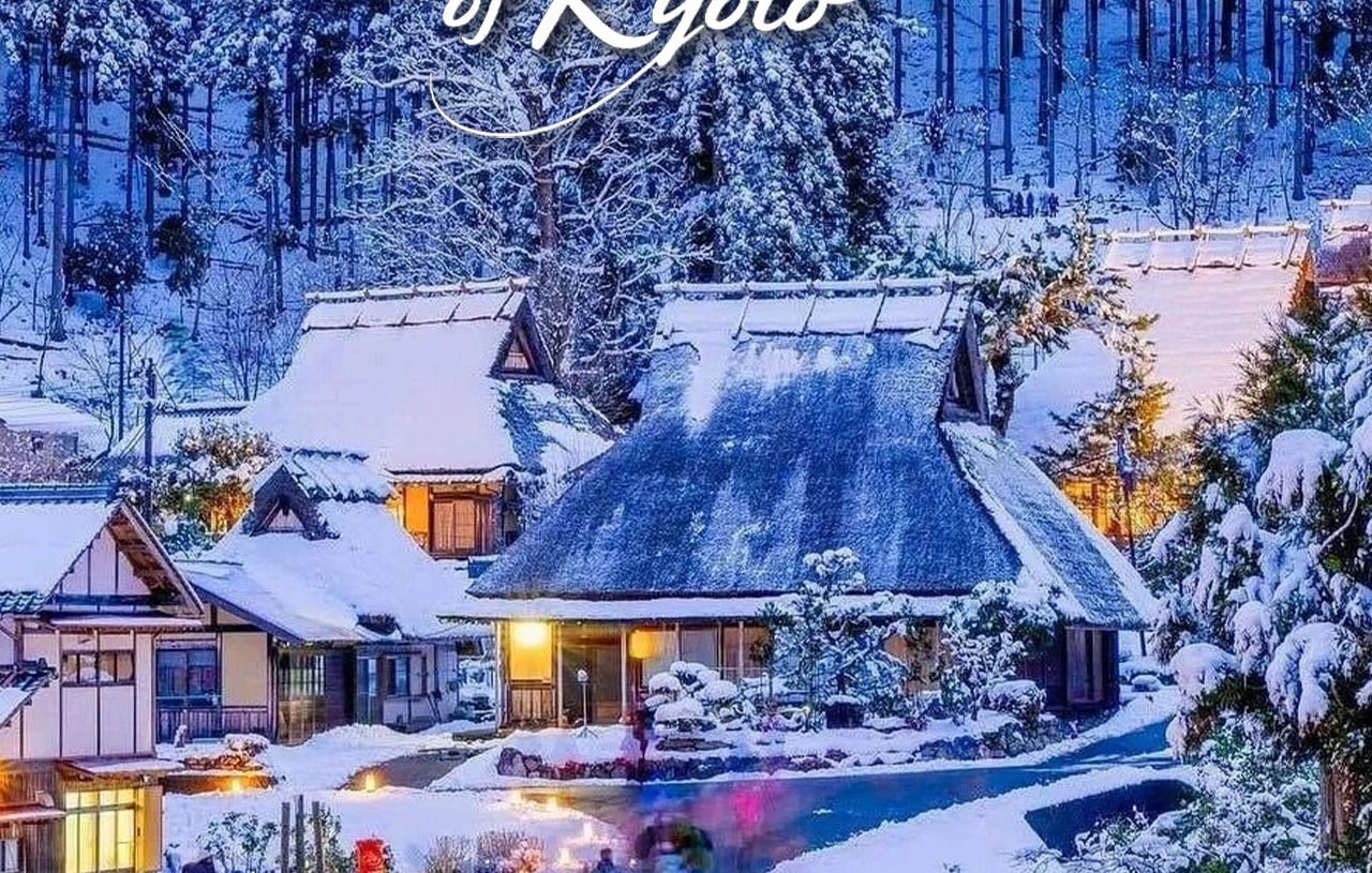 Kyoto Secret Winter Limited 2-Day Tour: Explore Ine Boathouses, Miyama Thatched Village, take the Amanohashidate Cable Car, view the Snow Lantern Corridor, and experience the tranquility and dreamlike quality of Japanese villages in a silver-clad landscap