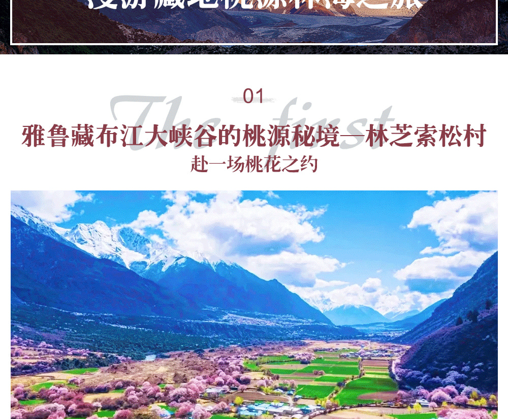 西藏林芝桃花6日（天后同款瑞吉/松贊系列+南迦巴瓦日照金山&平措康桑雪裡酒店+嘎拉桃花村+索松村+卡若拉冰川+私導講解布達拉宮大昭寺）