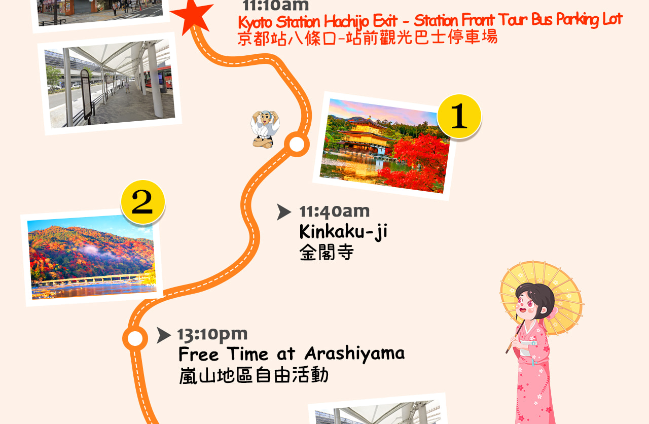 Kyoto Dream Illumination Autumn Foliage Day Tour - Kinkaku-ji & Arashiyama (Includes Night Maple Train - Departing from Osaka/Kyoto) - Thumbnail 4