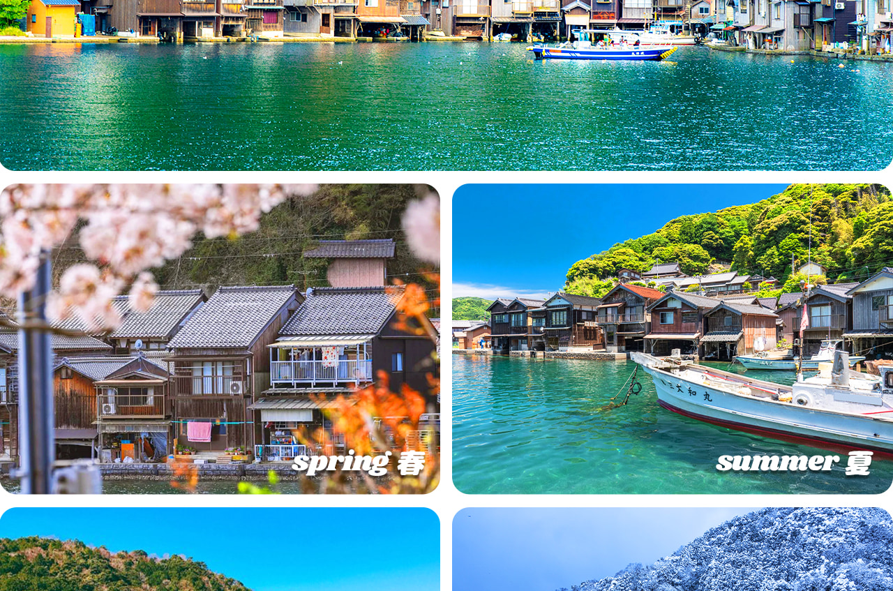 Ine Funaya is located in Ine-cho, Kyoto. It is the only "Funaya" settlement in Japan. About 230 wooden boathouses are built along the coast. The first floor can be used to dock boats, and the second floor is used as a residence, showing the unique wisdom 