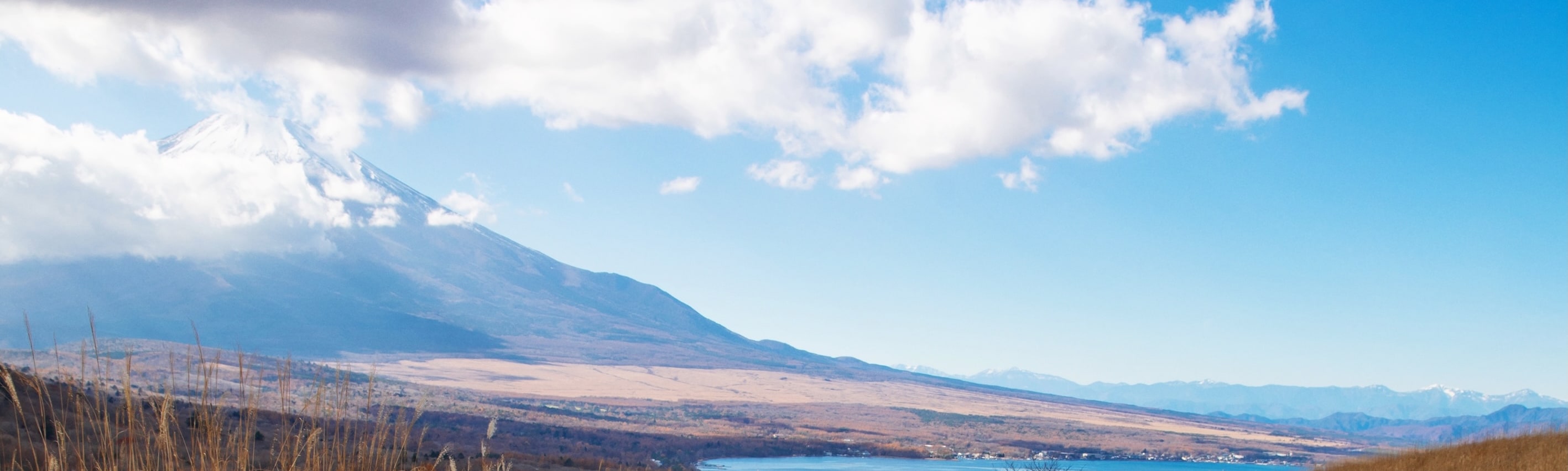 富士山與蘆葦草與公路的完美結合，留下一生最美的回憶