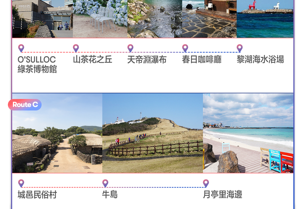 濟州島包車（含司機）前往城山日出峰 / Osulloc茶葉博物館 / 天帝淵瀑布 / 民俗村
