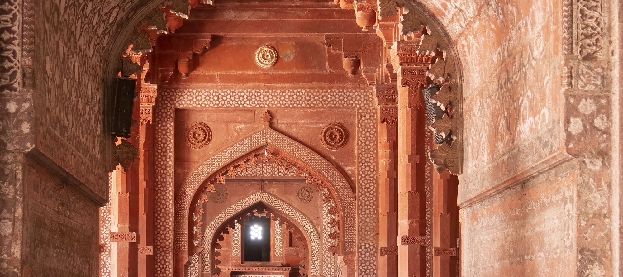 Tourist are watching inside part of Fatehpur Sikri.