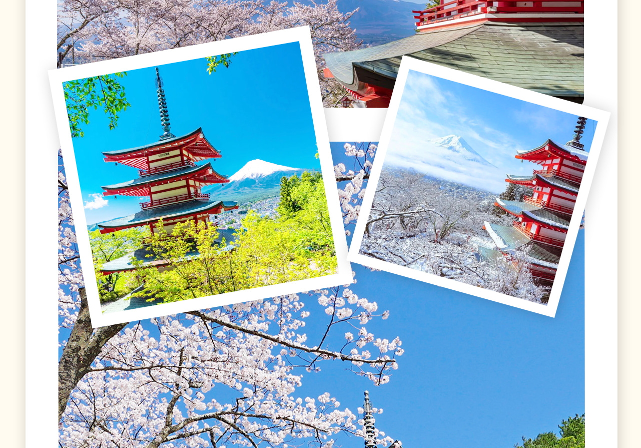 12月1日至次年4月25日去新倉山淺間公園,新倉山淺間公園位於日本富士吉田市,是觀賞富士山的絕佳地點。 12月1日至次年4月25日去新倉山淺間公園,新倉山淺間公園位於日本富士吉田市,是觀賞富士山的絕佳地點。