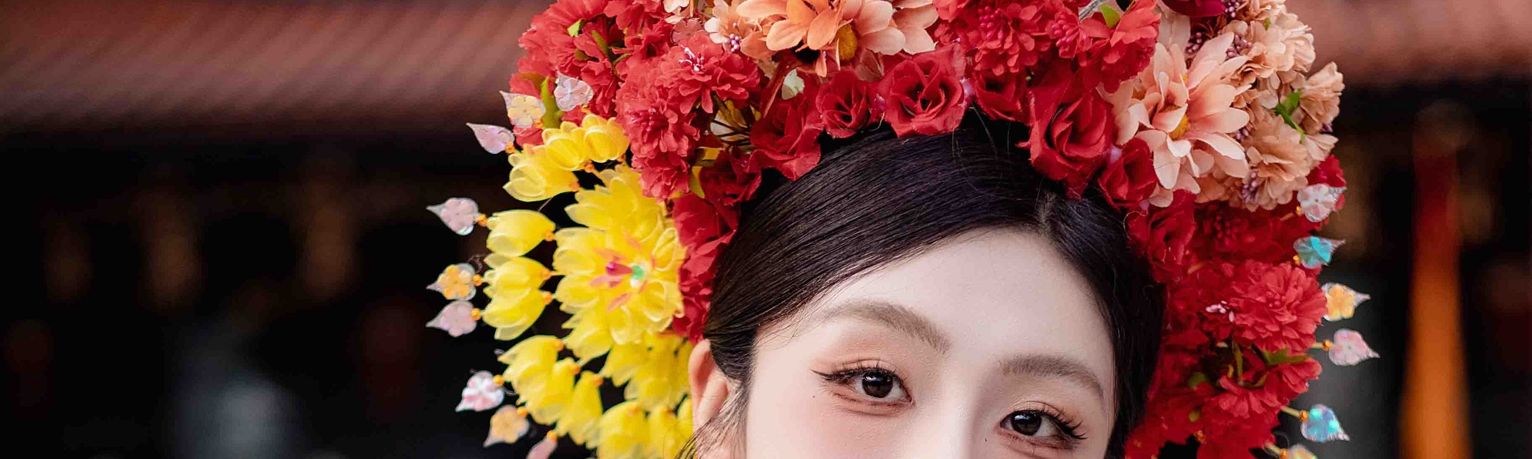 福建泉州簪花體驗+攝影跟拍（精緻妝造+單人簪花+任選服裝+精修美照+底片全送+多個拍照景點）