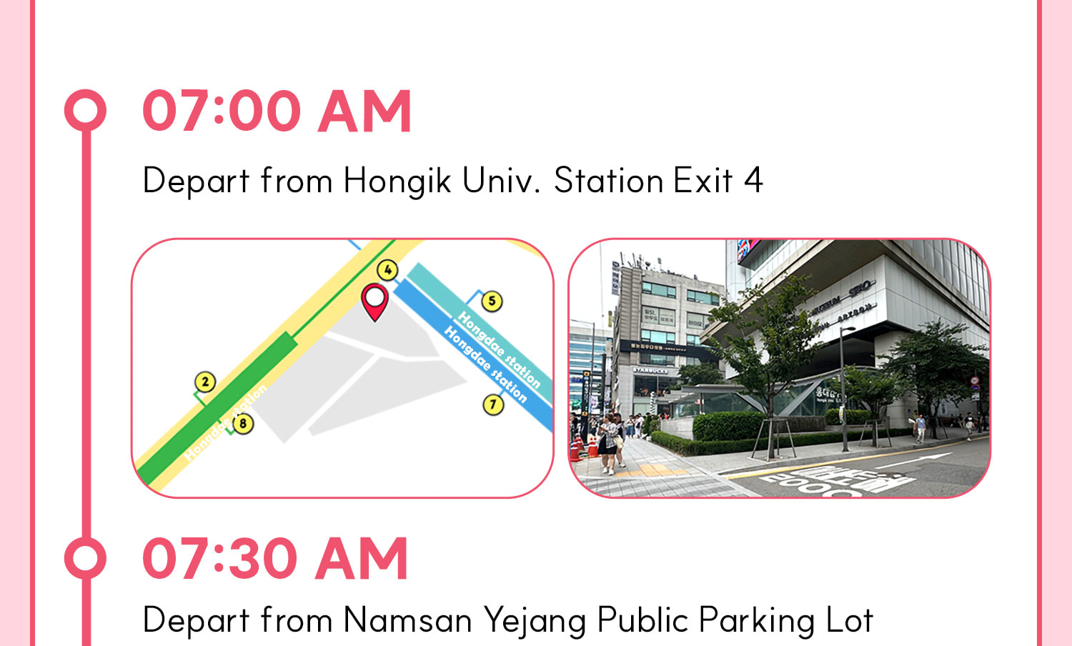 DAY 1 (Alpaca World+Nami Island) Itinerary.
Itineraries are vary by the selected options. Please check on the detailed Itinerary to prevent discrepancies!! DAY 1 (Alpaca World+Nami Island) Itinerary.
Itineraries are vary by the selected options. Please check on the detailed Itinerary to prevent discrepancies!!