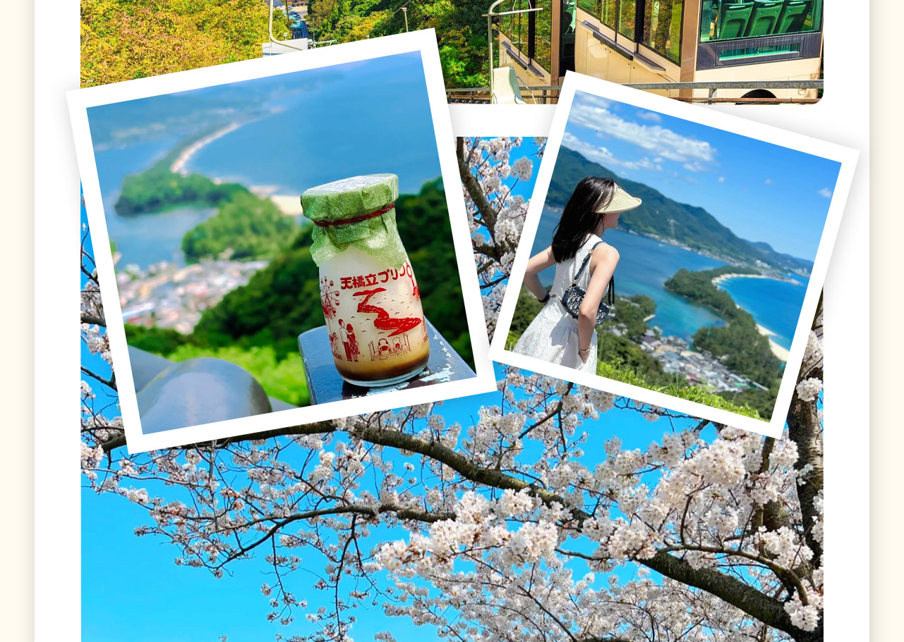 天橋立狀如長橋橫跨海灣，沙洲上生長著8000棵黑松，兩面環海，景色壯麗。遊客可通過彎腰倒觀，欣賞其如龍昇天的奇特美景。這裡不僅是自然觀光勝地，還蘊含著深厚的歷史與文化，是日本三景之一。