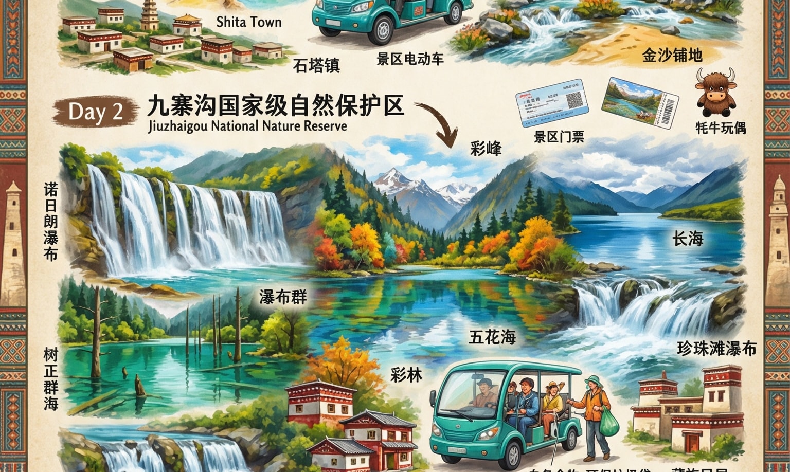 Jiuzhaigou Itinerary Diagram
