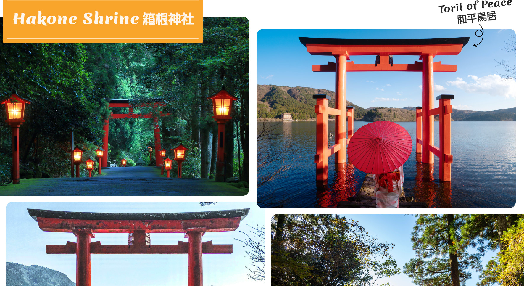 探索箱根神社的靈性魅力，這是一顆位於蘆之湖畔的隱藏寶石，以其標誌性的紅色鳥居和寧靜的森林環境而聞名。