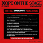BTS J-HOPE新加坡演唱會Live Nation Presale優先購票方式