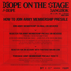 BTS J-HOPE泰國曼谷演唱會2025 ARMY MEMBERSHIP Presale購票方式
