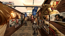 《進擊的巨人》動畫10週年快閃店過道設置立體立牌搭配角色經典名言