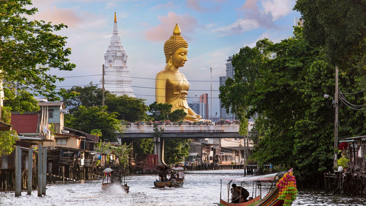 Каналы бангкока. Биг Будда Бангкок. Ват Пхра Дхаммакая Таиланд. Панорама Бангкока экскурсия.