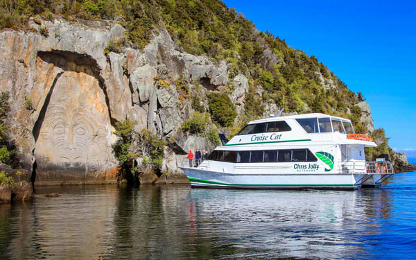 Daily Scenic Lake Taupō Cruise to Ngātoroirangi Māori Rock Carvings