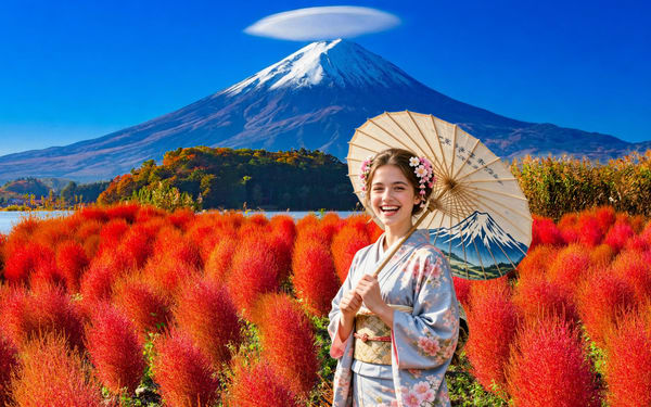 [Mount Fuji Scenic Spots Exploration Day Tour] Saiko Iyashi-no-Sato Nenba & Arakurayama Sengen Park & Lake Kawaguchiko Oishi Park & Oshino Hakkai (Departing from Tokyo)