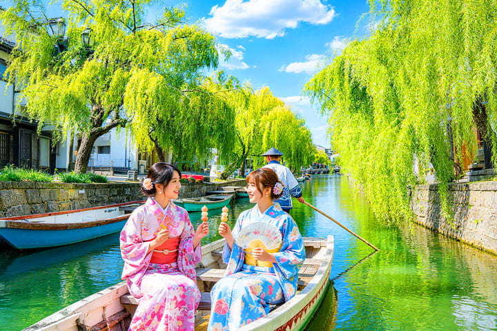 九州文化与自然之旅: 太宰府和服体验/草莓采摘・柳川划船・鸟栖奥莱季节限定行程 (福冈出发)