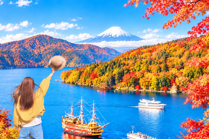 Gunung Fuji · Hakone | Torii di Atas Air Danau Ashi · Danau Yamanaka · Lembah Owakudani Tur Eksplorasi "Darat, Laut, dan Udara" (Gratis Kereta Gantung Hakone) | Keberangkatan dari Tokyo/Shinjuku
