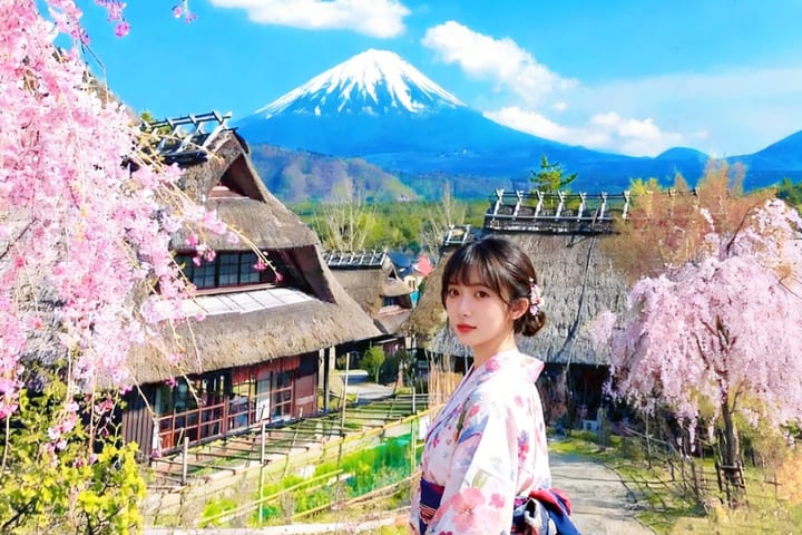 Tur sehari ke Danau Sai di Gunung Fuji: Taman Arakurayama Sengen, Oshino Hakkai & Taman Oishi di Danau Kawaguchi (Keberangkatan dari Tokyo dengan makan siang gratis terbatas)