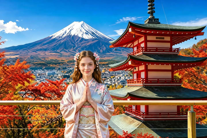 【富士山热门打卡景点一日游】新仓山公园&河口湖大石公园&忍野八海&罗森&日川时计店（东京出发）