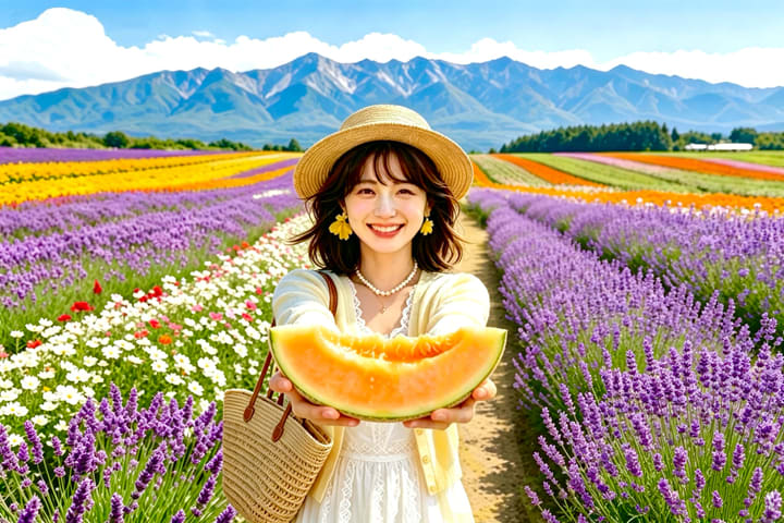 Farm Tomita・Shikisai no Oka・Aoiike Tur Sehari Penuh Furano Biei dari Sapporo (Pilihan Makan Melon Sepuasnya)