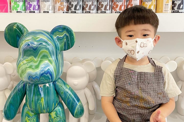 高雄｜壹二妻画室｜流动小熊·肌理画·海浪画·酒墨画 DIY手作课程体验
