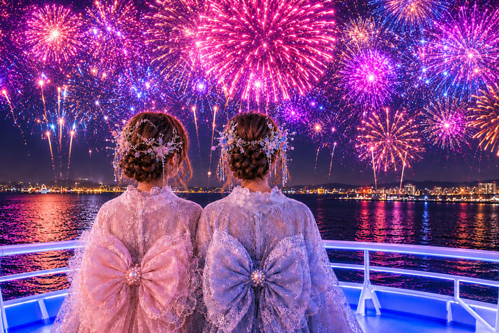 Atami Sea Fireworks Festival & Mount Omuro or Hakone Shrine | Departing from Tokyo or Atami (Exclusive chartered boat to watch fireworks)
