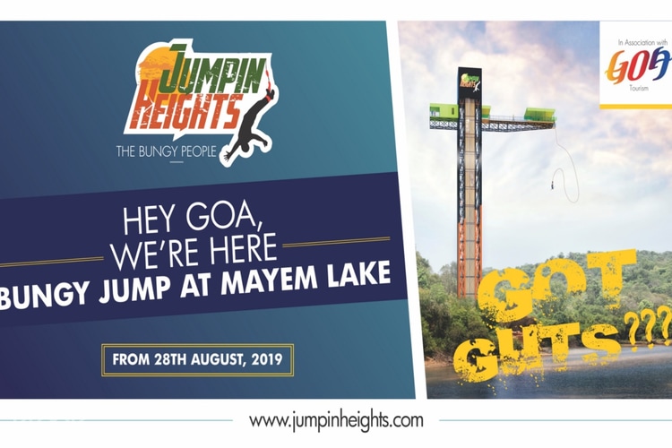 Bungee Jumping Experience In Goa 55 mtrs hight bungee jumping open for public as from 28.8.2019. bungee jumping experience in goa