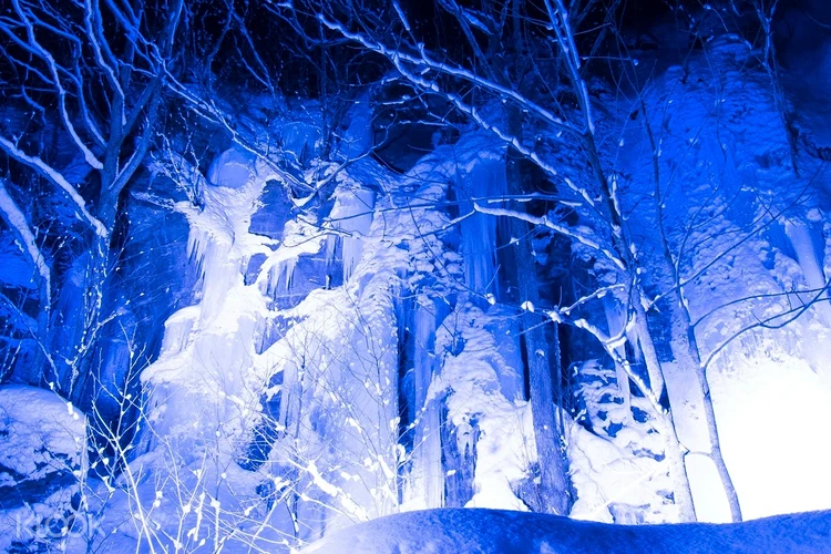 Winter Seasonal Icefall Lantern Show In Oirase Aomori Prefecture