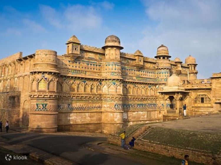 India - February 23, 2019: India, Madhya Pradesh, Gwalior, Gwalior Fort,  Man Singh Palace stock photo - OFFSET